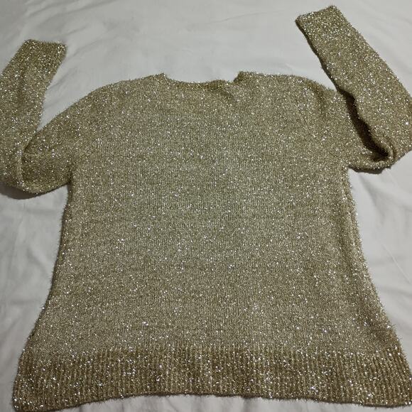 Gold Metallic Juniors XL 15/17 Tunic Sweater Round Neck Machine Washable - Picture 11 of 16